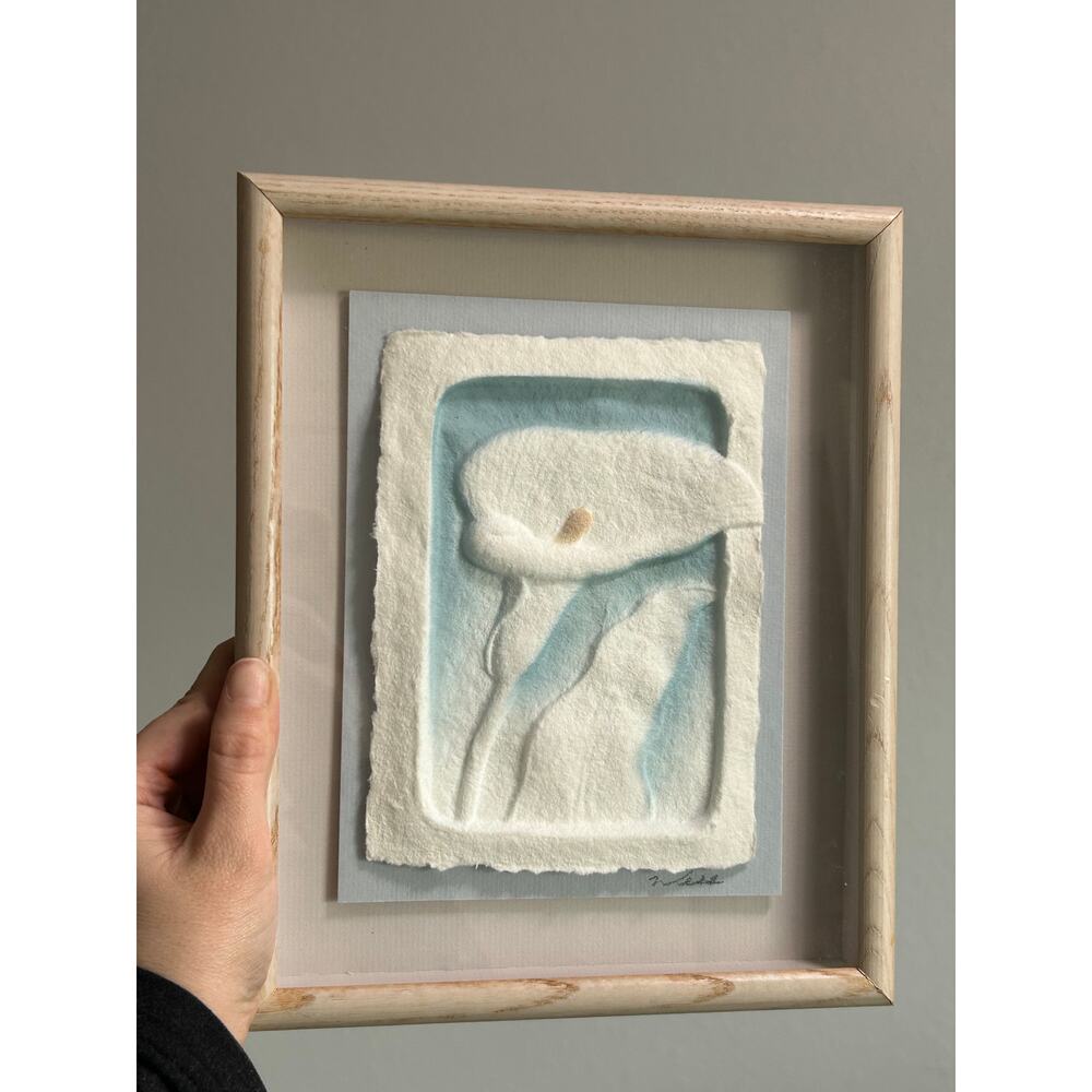 Handcast Paper Artwork- Vintage Figi Graphics- Callie Lily- blue, white beige - Picture 3 of 8